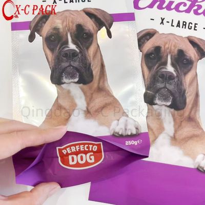 250g カスタム印刷 ペットフードパッケージングバッグ 工場卸売価格 リサイクル可能な8面シールドッグフードパッケージングバッグ